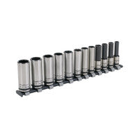 Sealey AK2744B 3/8"Sq Drive Deep Lock-On™ 6pt Metric Socket Set 12pc - Black Series