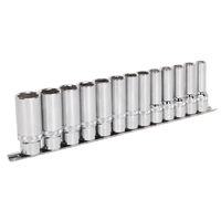 Sealey AK2745 Socket Set 13pc 1/2"Sq Drive Deep Lock-On™ 6pt Metric