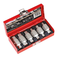 Sealey AK658 Oil Drain Plug Key Set 6pc Double End