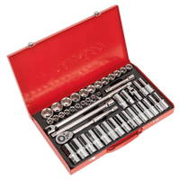 Sealey AK6941 Socket Set 46pc 1/2"Sq Drive 6pt WallDrive® - Metric