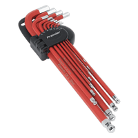 Sealey AK7164 Ball-End Hex Key Set 11pc Anti-Slip Extra-Long Metric