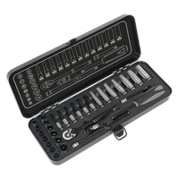 Sealey AK7970 Socket Set 32pc 1/4"Sq Drive 6pt WallDrive Metric Black Series
