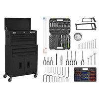 Sealey AP22BKCOMBO Topchest & Rollcab Combination 6 Drawer with Ball-Bearing Slides - Black (170 Pieces)