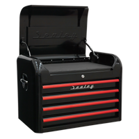 Sealey AP28104BR Topchest 4 Tharraiceán Stíl Seanré - Dubh le Tarraingtí Tarraiceán Anóidithe Dearga