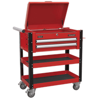 Sealey AP760M Heavy-Duty Mobile Tool & Parts Trolley 2 Drawers & Lockable Top - Red