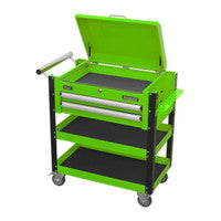 Sealey AP760MHV Heavy-Duty Mobile Tool & Parts Trolley 2 Drawers & Lockable Top - Hi-Vis Green