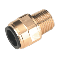 Sealey CAS15BSA Straight Adaptor 15mm x 1/2"BSPT Brass (John Guest Speedfit® - MM011504N)