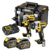 Trealamh Dúbailte Druil Chomhcheangailte &amp; Tiománaí Tionchair DeWalt DCK276T2T 18V XR le 2 chadhnraí 6.0Ah