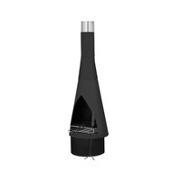Dellonda DG109 Conical Outdoor Chiminea Fireplace Heater - Black Steel