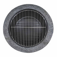 Dellonda DG191 Round MgO Fire Pit with BBQ Grill, 75cm, Safety Mesh Screen - Dark Grey