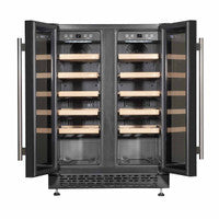 Baridi DH96 60cm Dual Zone Wine Cooler and Drinks Fridge 40 Bottle/120 Can Built-In Under Counter/Freestanding Glass Fronted Bar Chiller