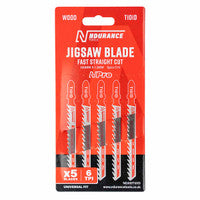 N-Durance T101D Fast Straight Clean Cut Jigsaw Blades for Wood 100mm x 1.3mm x 6 TPI (5 Pack)