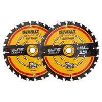 Lann Chonaic Chiorclach DeWalt DT10302-QZ Sraith Elite 184mm x 16mm 24T (Pacáiste 2)