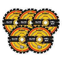 DeWalt DT10624-QZ Extreme Circular Saw Blade for Wood 165 x 20mm 24T  (5 Pack)