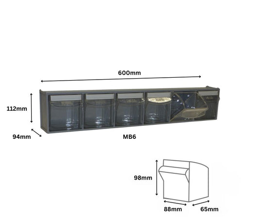 Tilt Bin MB6 - 600mm x 94mm x 112mm