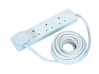 Masterplug MSTBFG5 Extension Lead 240V 4-Gang 13A White 5m