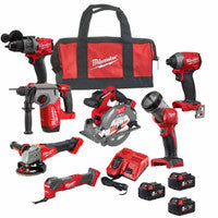 Tacar Uirlisí Cumhachta 18V Milwaukee M18FPP7A3-503B 7 bpíosa le 3 chadhnraí 5.0Ah