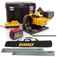 DeWalt DCS520T2 XR 165mm Flexvolt Plunge Saw 54V Kit with 2 x Guide Rail, 2 x 6.0Ah Batteries